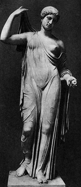 90. Афродита в садах. V в. до н. э. Мрамор. Римская копия. Париж. Лувр.