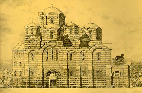 Десятинная церковь в Киеве (991 &mdash; 996). Реконструкция северного фасада 