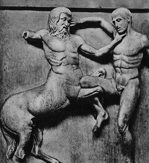 40. Метопа Парфенона I. V в. до н. э. Мрамор. Лондон. Британский музей.